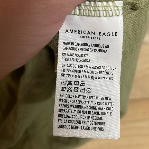 American Eagle Outfitters size XXS Green Flutter Sleeve Soft Relaxed Fit T-shirt - Picture 4 of 6